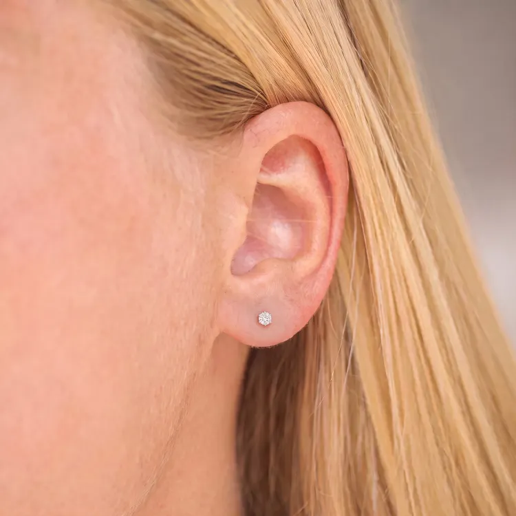 2 x 0,10 ct Solitärohrstecker in Silber mit lab grown Diamant (HPHT) 