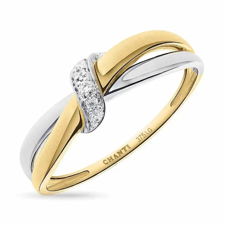 lab grown Diamant Ring in 9 Karat Gold- und Weißgold 0,03 ct