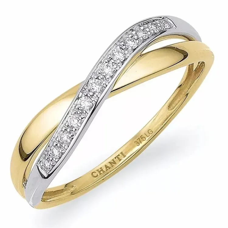 lab grown Diamant Ring in 9 Karat Gold- und Weißgold 0,08 ct