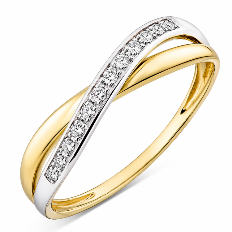 lab grown Diamant Ring in 9 Karat Gold- und Weißgold 0,08 ct
