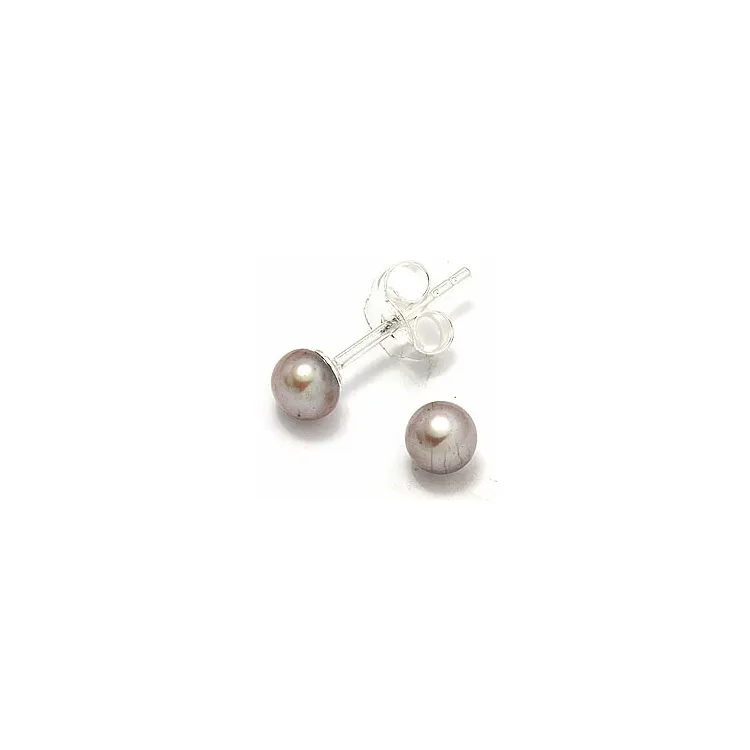 4-4,5 mm grauem Perleohrstecker in Silber