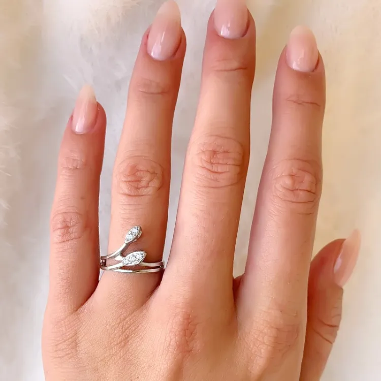 Blatt Ring aus Silber