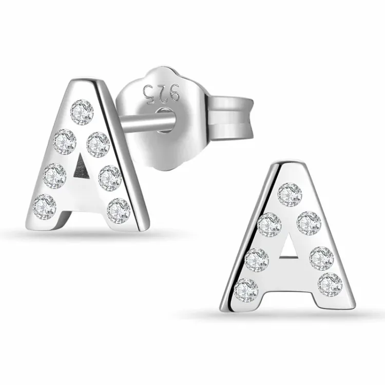 buchstab a Zirkon Ohrstecker in Silber - My Letter