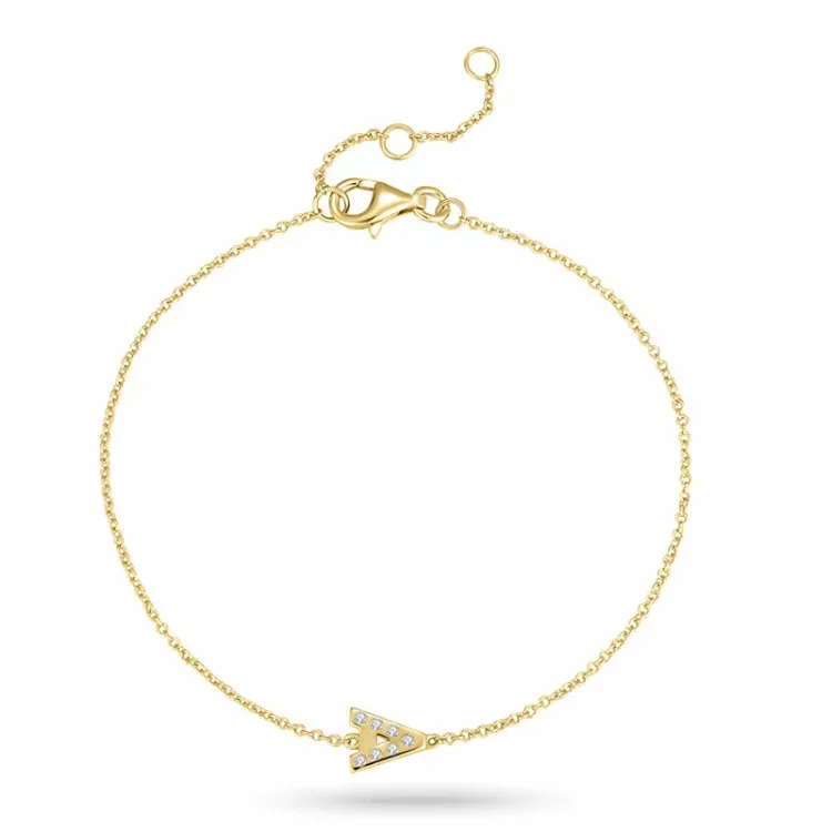 buchstab a Zirkon Armband aus vergoldetem Sterlingsilber