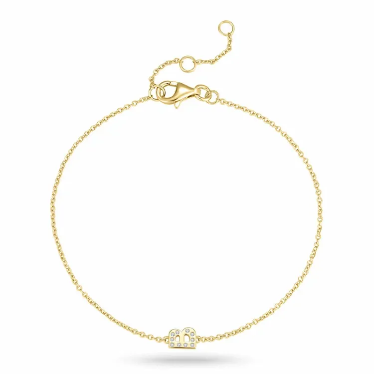 buchstab b Zirkon Armband aus vergoldetem Sterlingsilber - My Letter