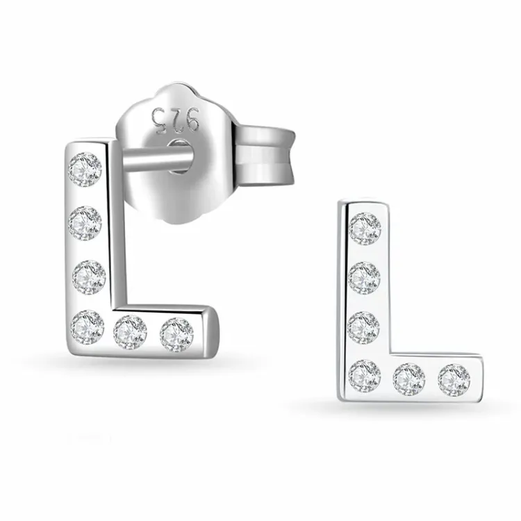buchstab l Zirkon Ohrstecker in Silber - My Letter