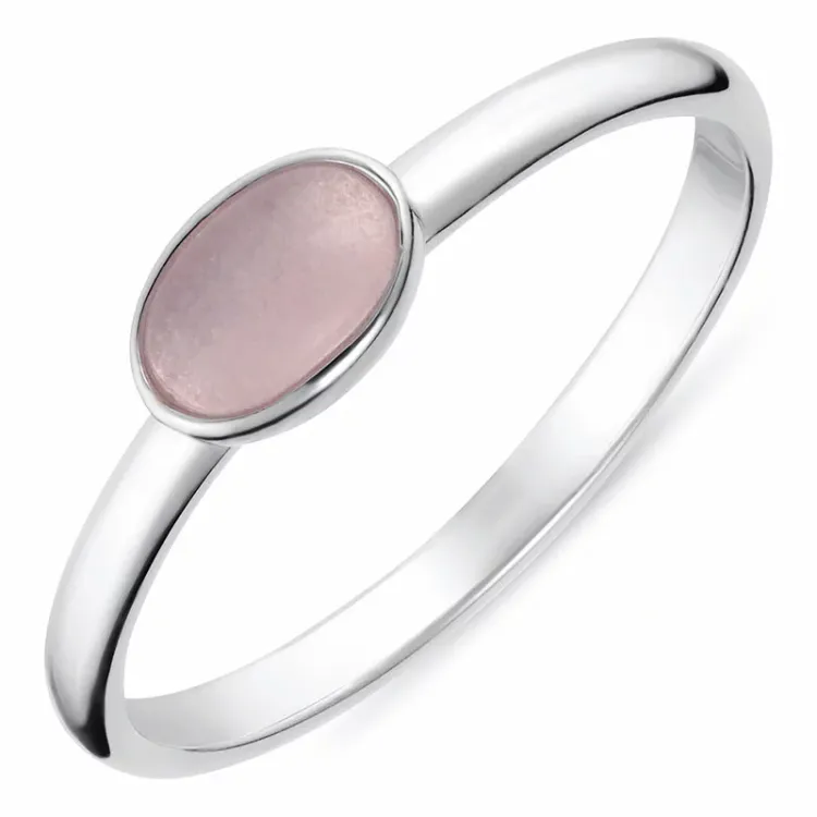 ovaler rosa Ring aus Silber - Loom Stones