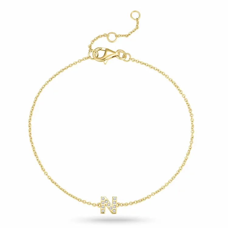 buchstab n Zirkon Armband aus vergoldetem Sterlingsilber - My Letter