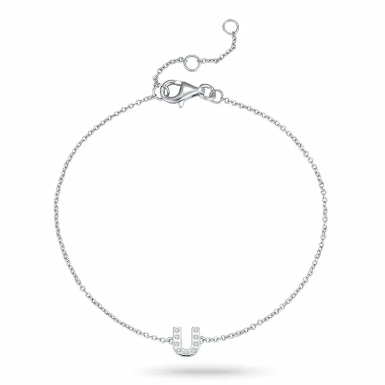 buchstab u Zirkon Armband aus Silber - My Letter