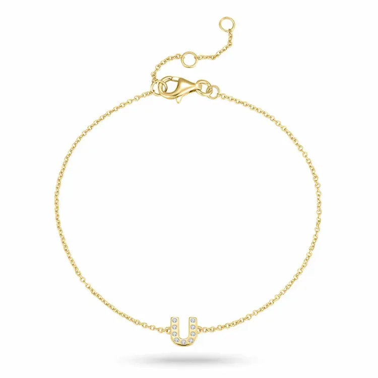 buchstab u Zirkon Armband aus vergoldetem Sterlingsilber - My Letter