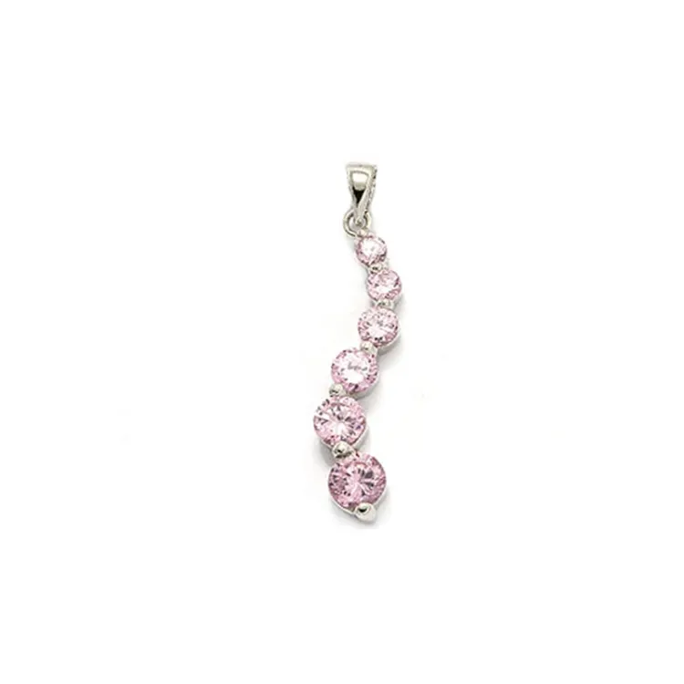 Länglicher pink Anhänger aus Silber