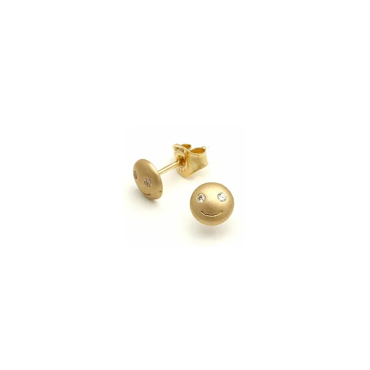 Smiley Ohrringe in 8 Karat Gold mit Zirkonen