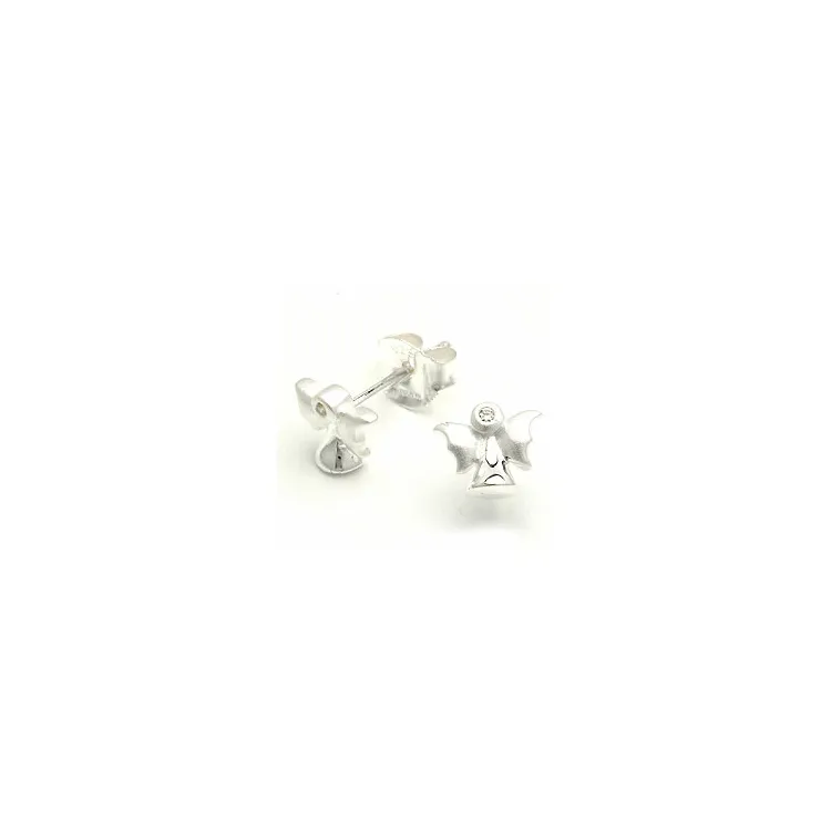 Matt Engel weißen Zirkon Ohrstecker in Silber