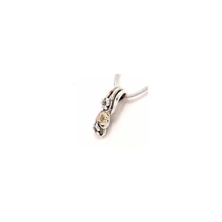Blumen Anhänger aus oxidiertem Sterlingsilber und 8 Karat Gold