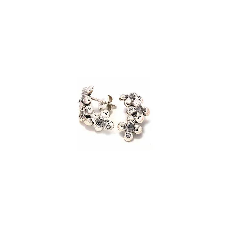 Blumen Ohrringe in oxidiertem Sterlingsilber