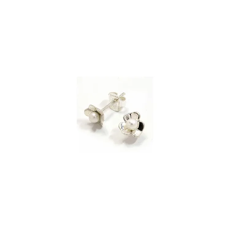Blumen Ohrringe in oxidiertem Sterlingsilber