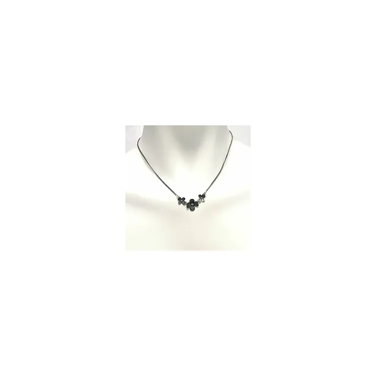 Blumen Halskette aus oxidiertem Sterlingsilber