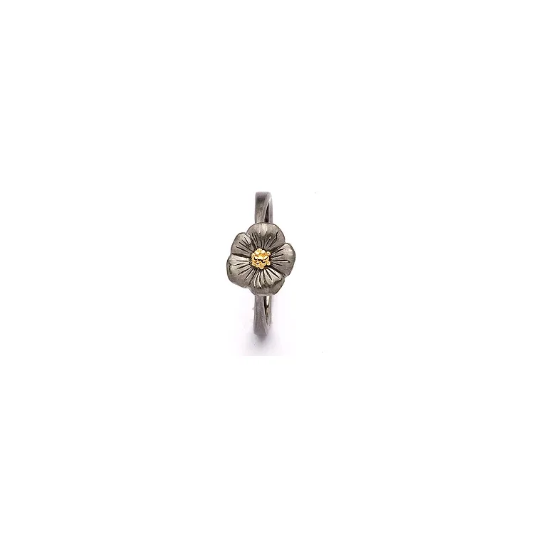 Blumen Ring aus schwarzes rhodiniertes Silber