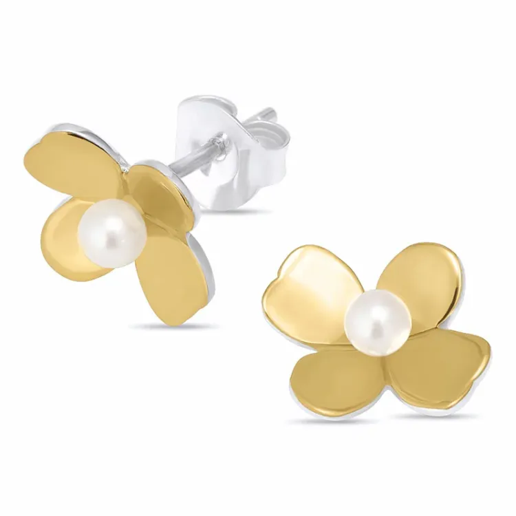 Blumenohrringe in vergoldetem Sterlingsilber