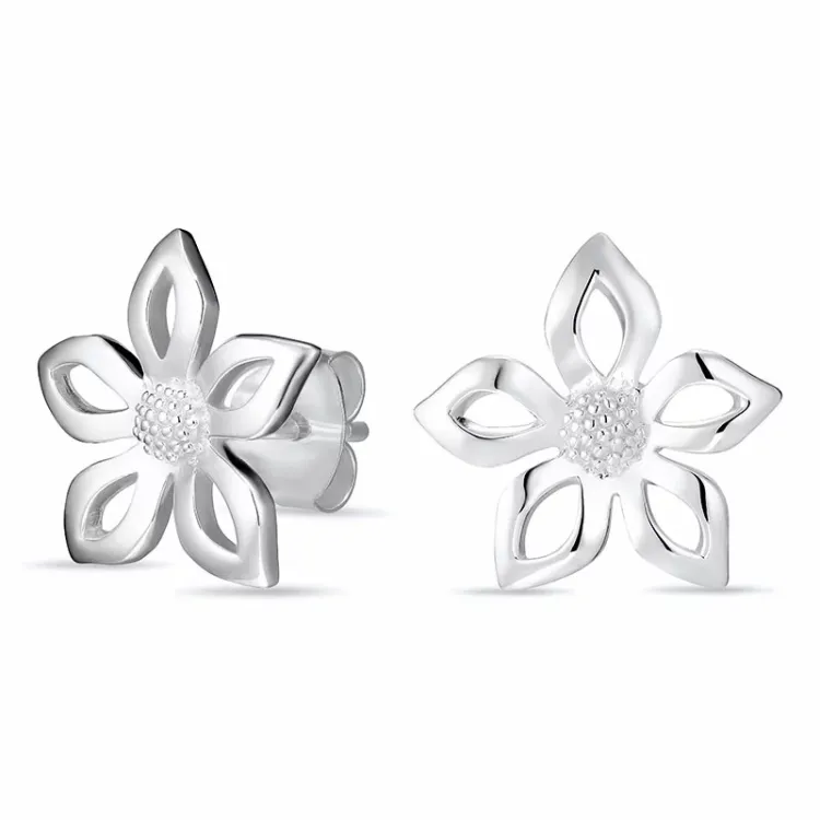 Großen Blumen Ohrringe in Silber