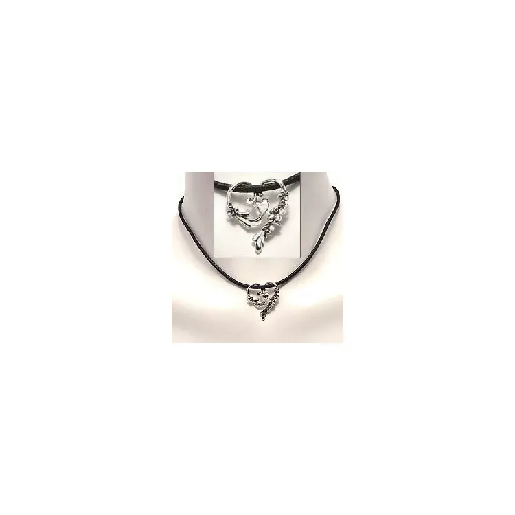 Herz Halskette aus Leinenschnur und Anhänger aus oxidiertem Sterlingsilber