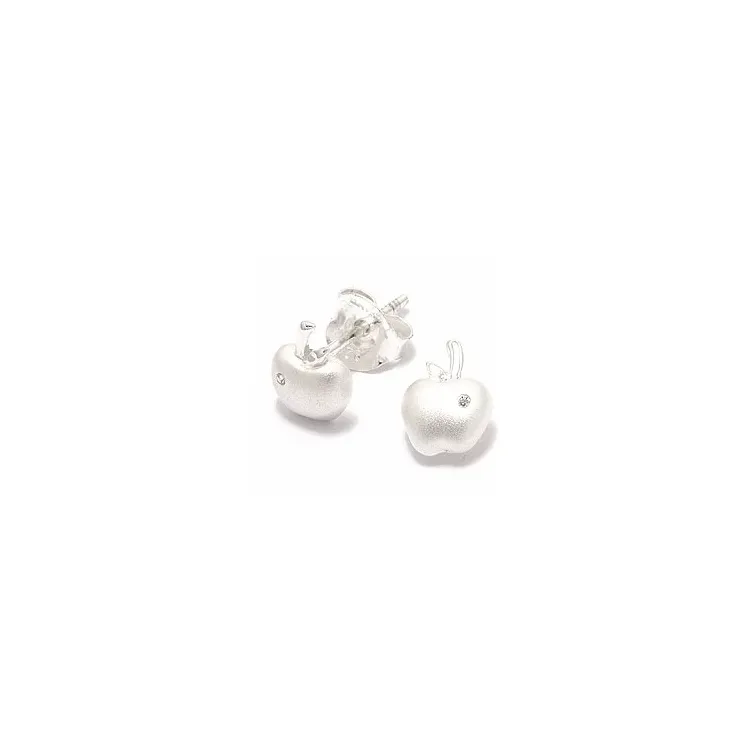 Apfel Ohrstecker in Silber