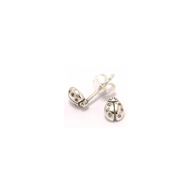 Marienkäfer Ohrstecker in oxidiertem Sterlingsilber