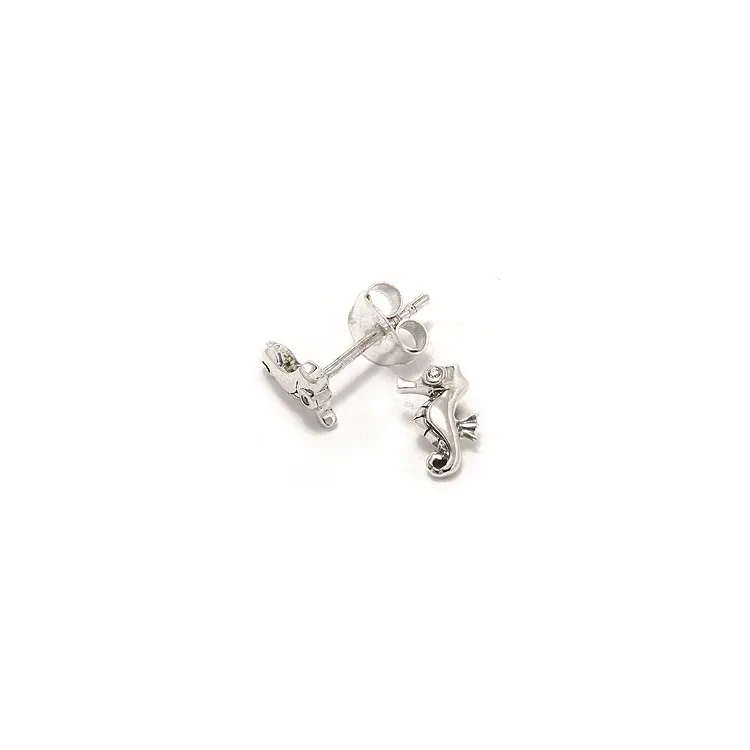 Seepferdchen Ohrstecker in oxidiertem Sterlingsilber