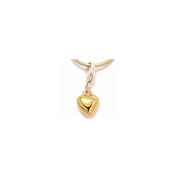 Herz Charm Anhänger aus Silber mit vergoldetem Sterlingsilber 