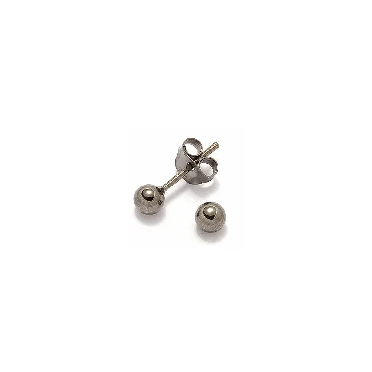 4 mm Kugel Ohrringe in schwarzes rhodiniertes Silber