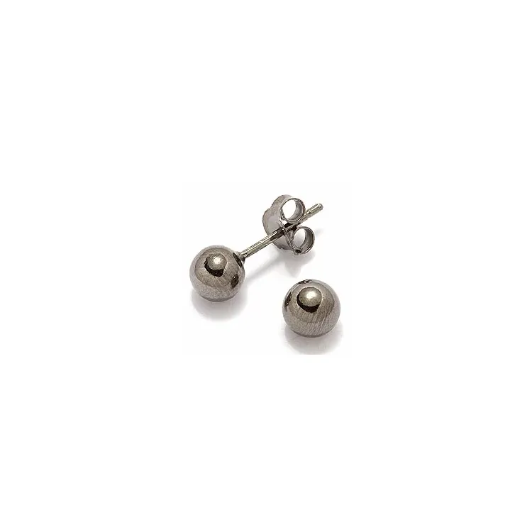 6 mm Dark Harmony Ohrstecker in schwarzes rhodiniertes Silber