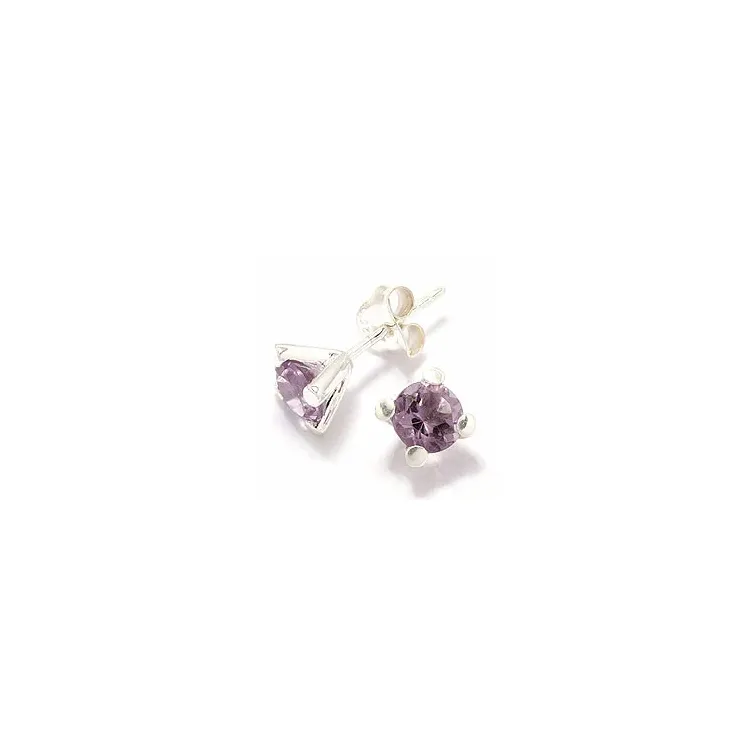 violettem Ohrstecker in Silber