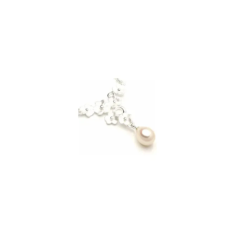 Blumen Perle Halskette aus Silber