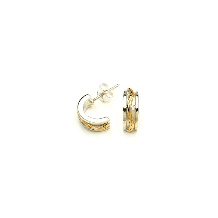 15 mm halbkreolen in silber mit vergoldetem sterlingsilber
