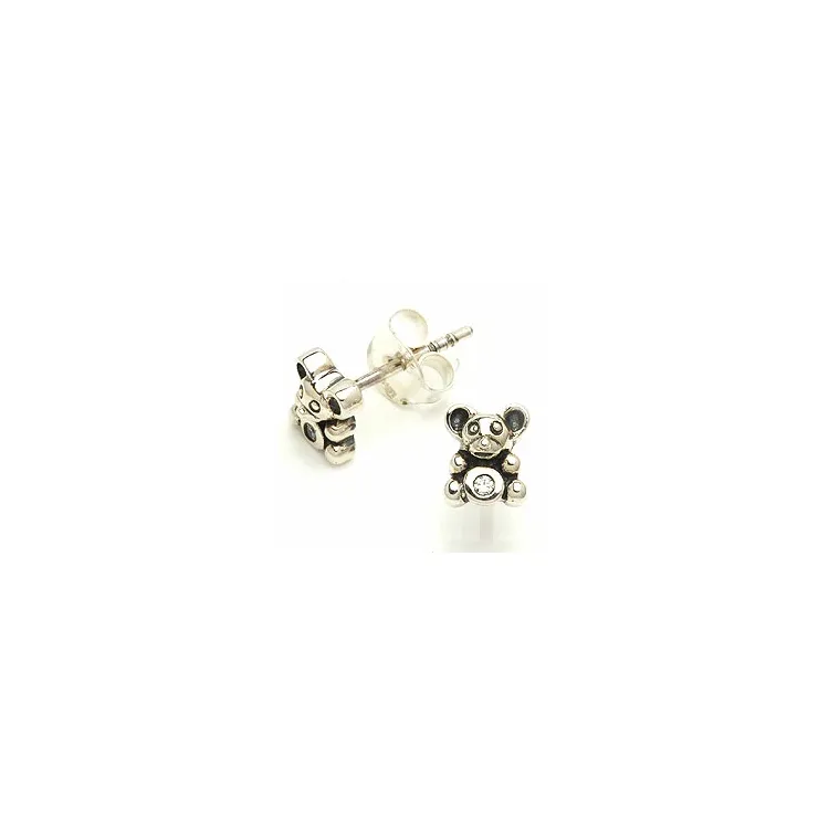 Teddybär Kinderohrringe in oxidiertem Sterlingsilber