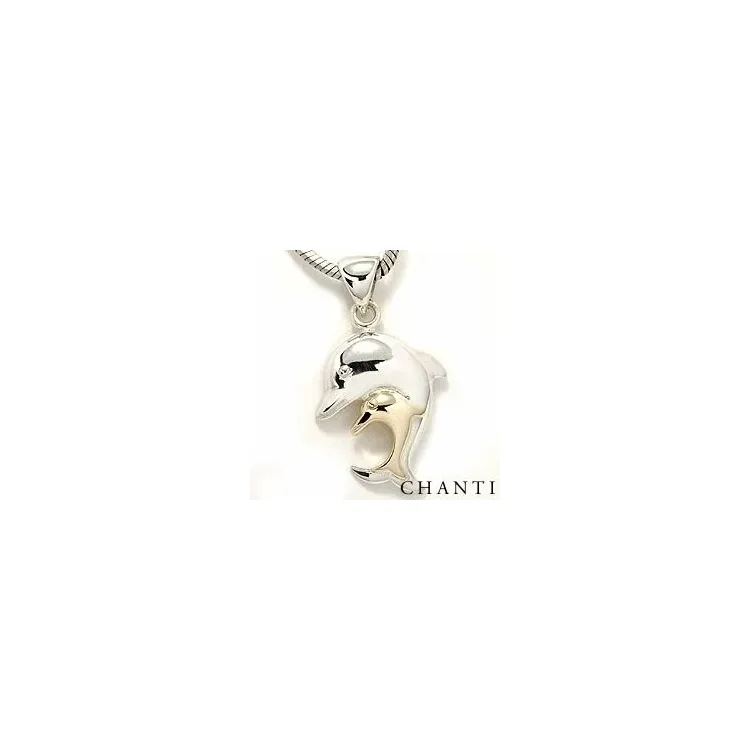 Delfin Anhänger aus Silber und 8 Karat Gold