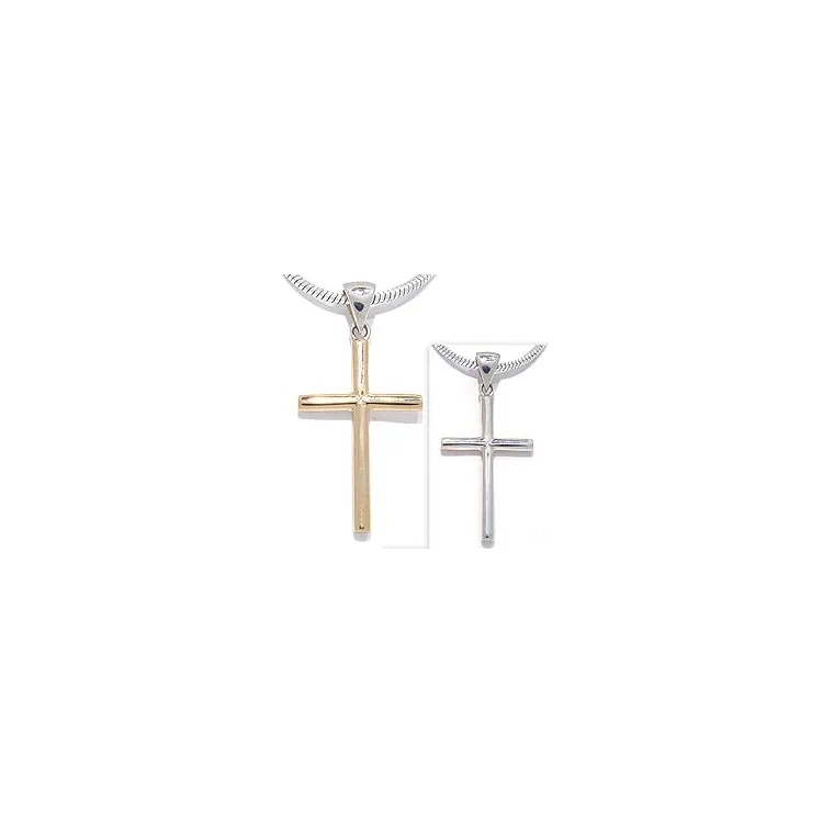 Kreuz Anhänger aus Silber und 8 Karat Gold