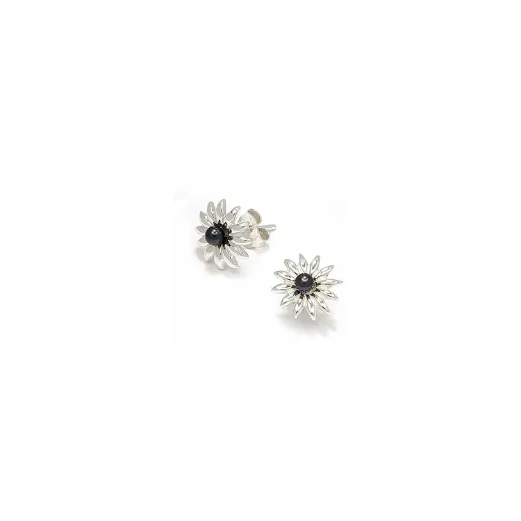 Blumen Perle Ohrringe in Silber
