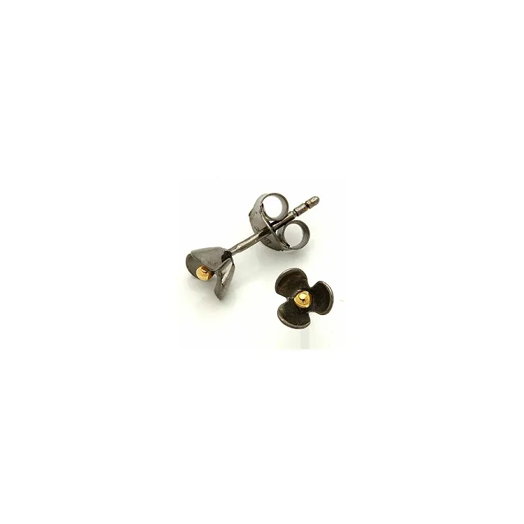 Dark Harmony Blumenohrringe in oxidiertem Sterlingsilber mit vergoldetem Sterlingsilber
