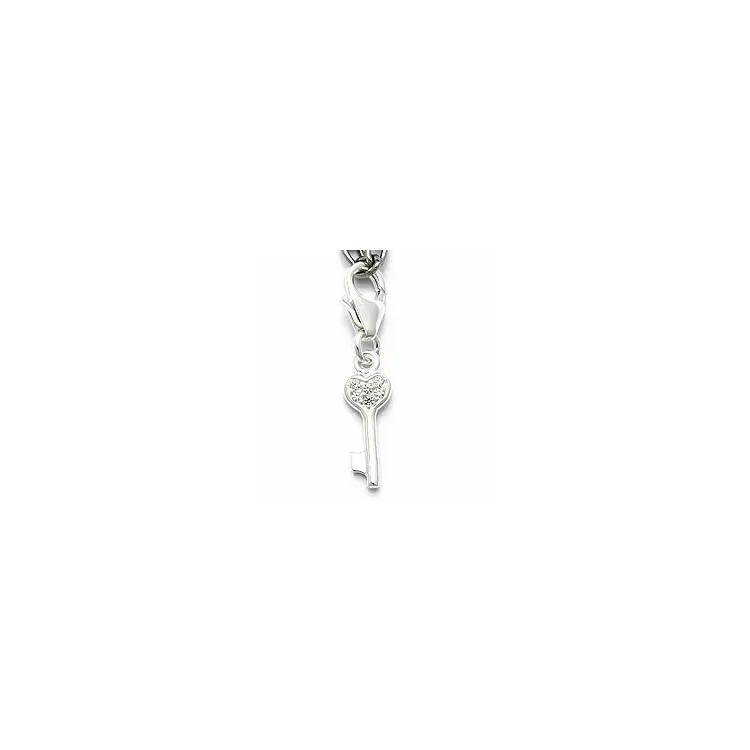 Schlüssel Zirkon Charm Anhänger aus Silber 