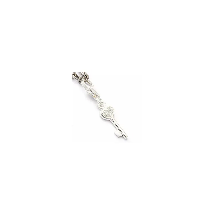 Schlüssel Zirkon Charm Anhänger aus Silber 