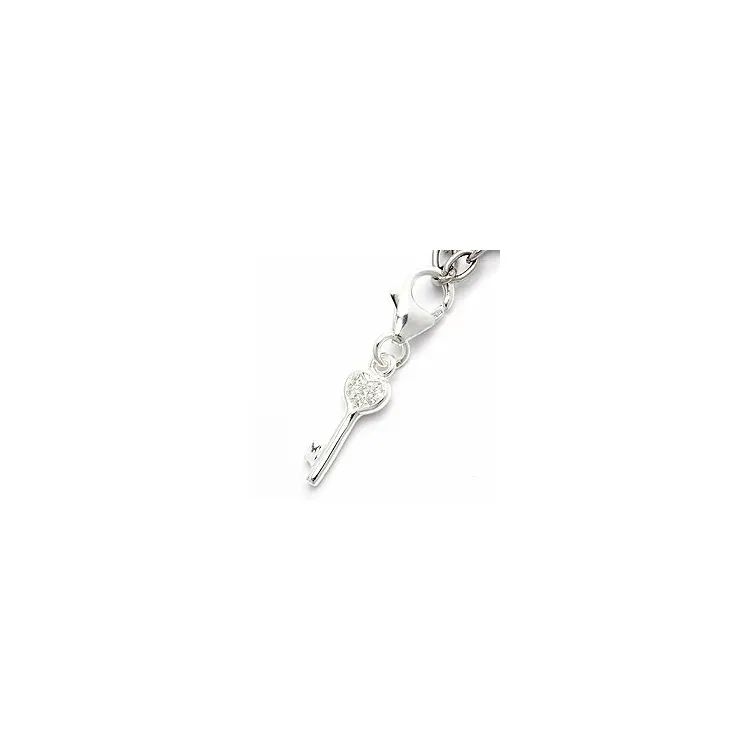 Schlüssel Zirkon Charm Anhänger aus Silber 