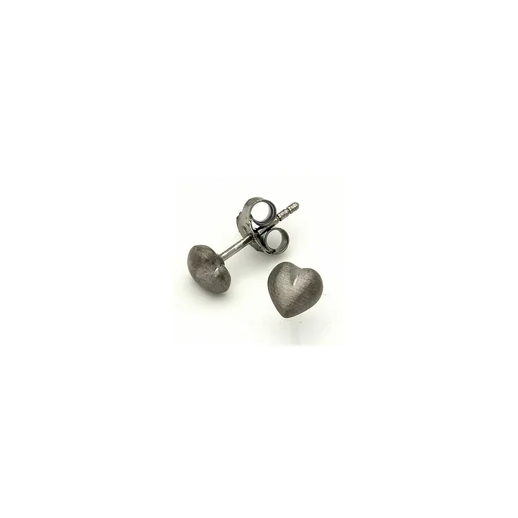 Herz Ohrstecker in schwarzes rhodiniertes Silber