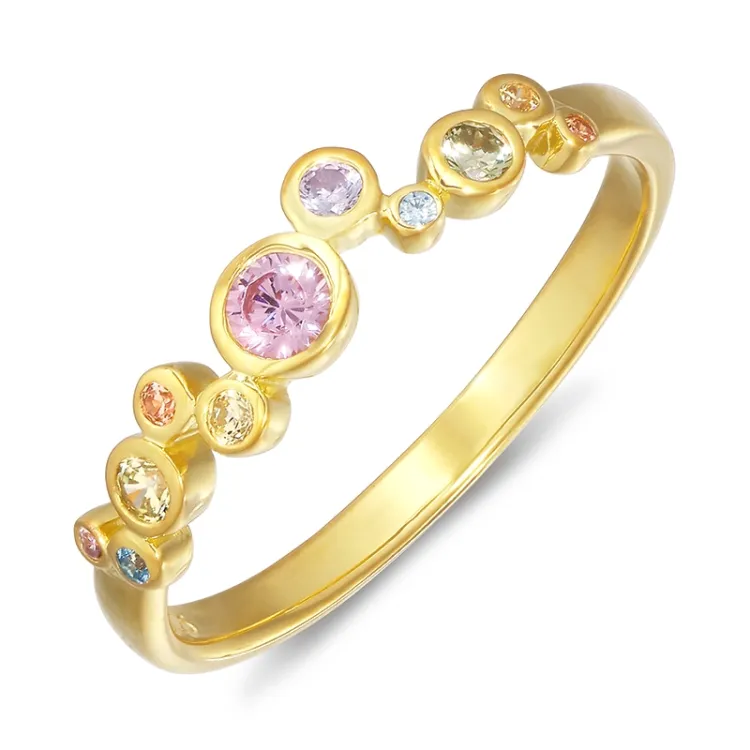 rosa Zirkon Ring aus vergoldetem Sterlingsilber - Bubbly Twist