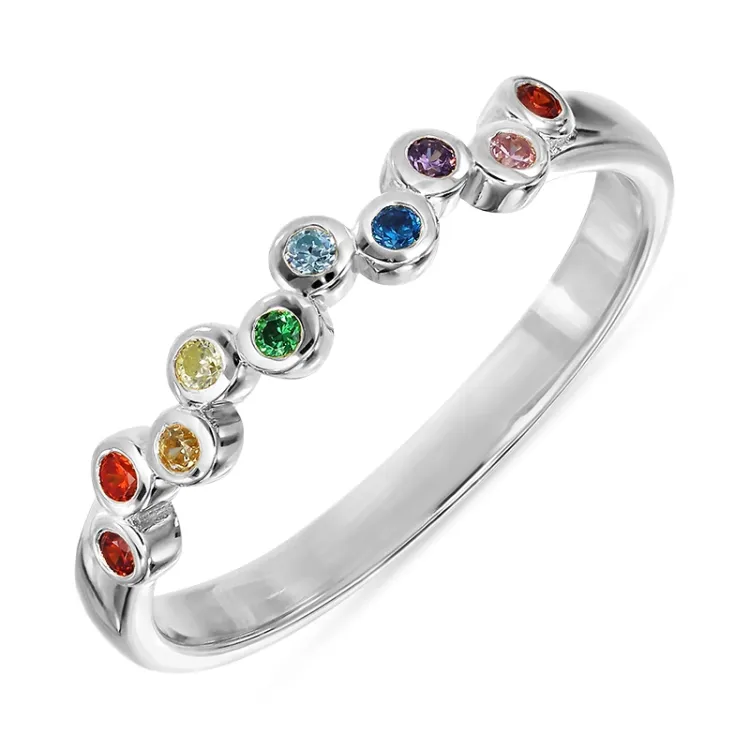 mehrfarbigem Zirkon Ring aus Silber - Bubbly Twist