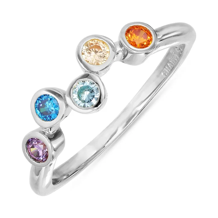 mehrfarbigem Zirkon Ring aus Silber - Bubbly Twist