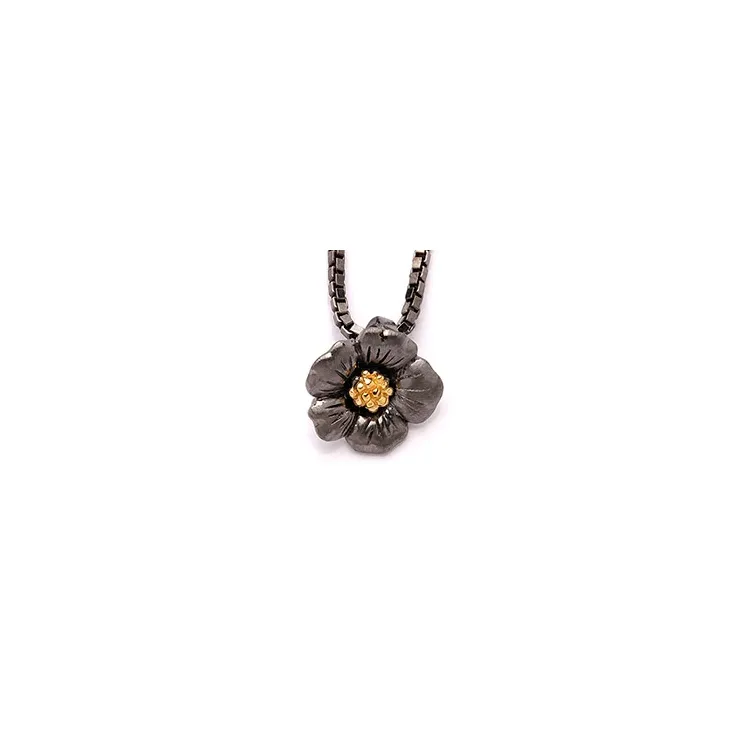 Dark Harmony Blumen Blumenanhänger aus schwarzes rhodiniertes Silber und vergoldetem Sterlingsilber