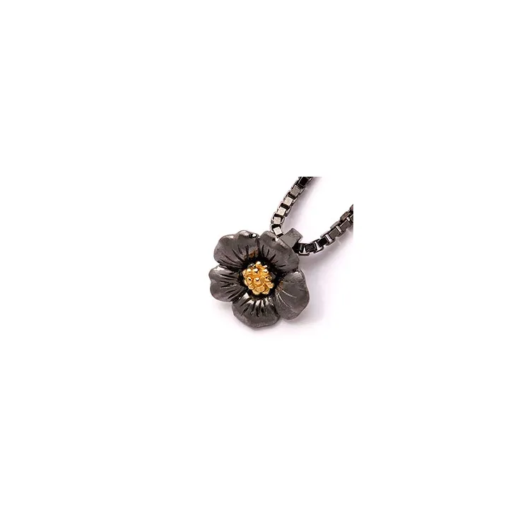 Dark Harmony Blumen Blumenanhänger aus schwarzes rhodiniertes Silber und vergoldetem Sterlingsilber