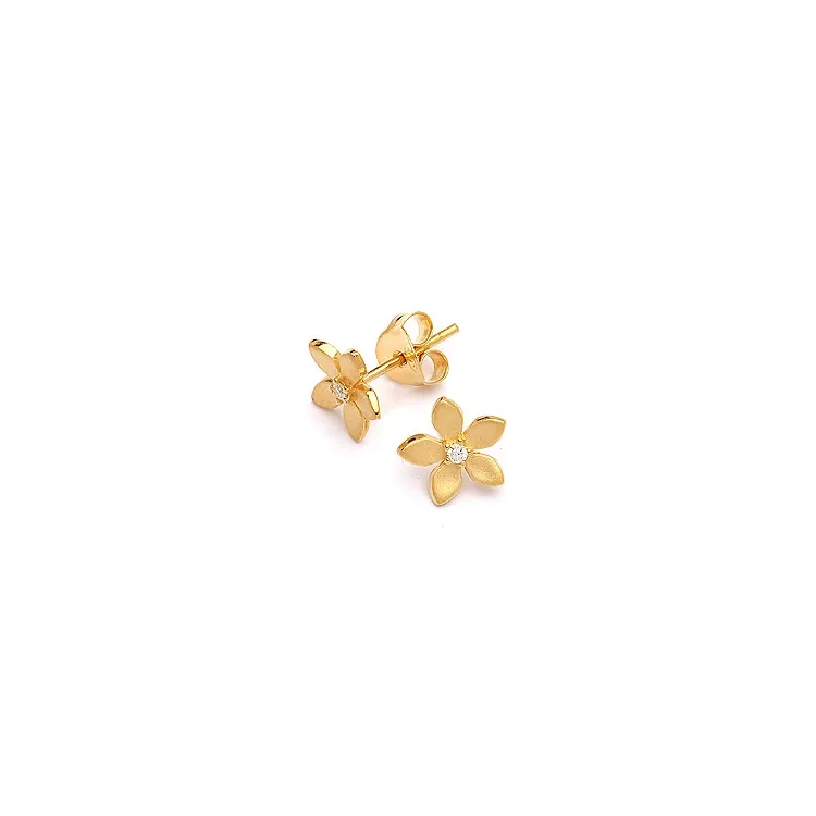 Blumenohrringe in vergoldetem Sterlingsilber