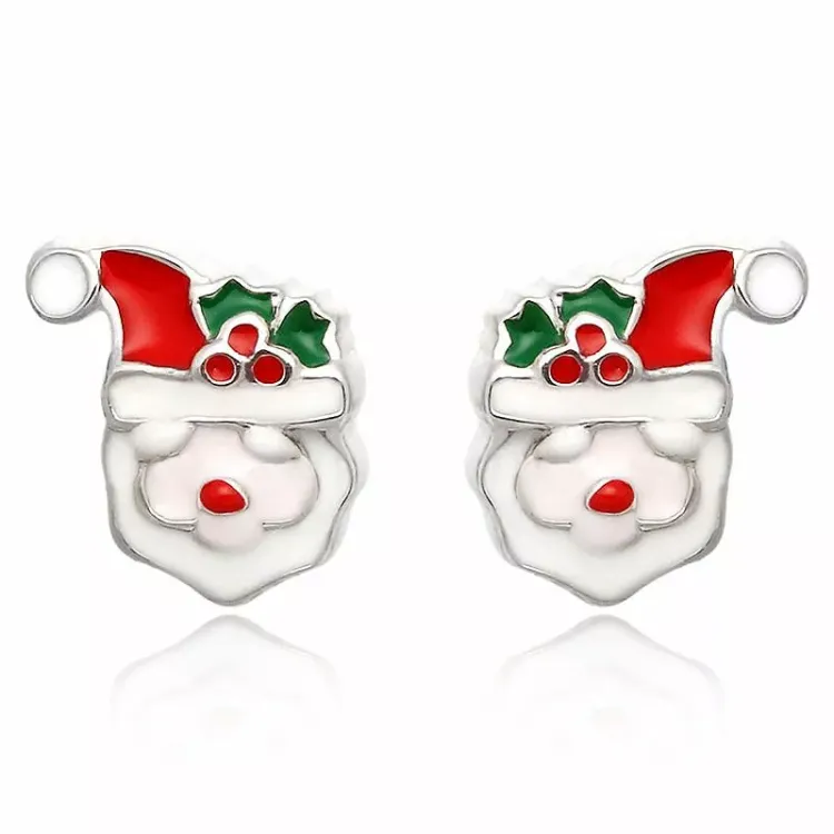 Kollektionsmuster weihnachtsmann ohrstecker in silber
